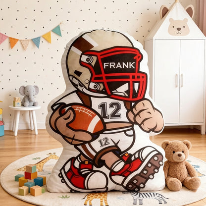 Custom Football Pillow – Personalized Name & Jersey Number for Players and Fans