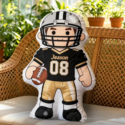 Custom Name & Number Football Player Pillow – The Ultimate Keepsake for Young Fans