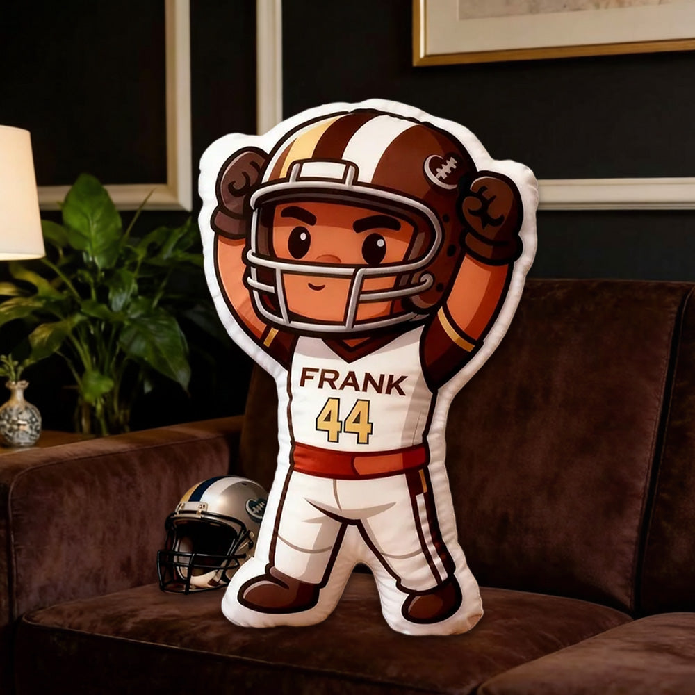 Personalized Football Hero Pillow with Name & Number – Perfect Gift for Football Fans