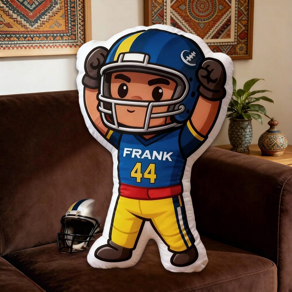 Personalized Football Hero Pillow with Name & Number – Perfect Gift for Football Fans