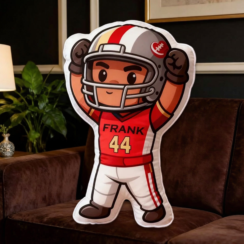 Personalized Football Hero Pillow with Name & Number – Perfect Gift for Football Fans