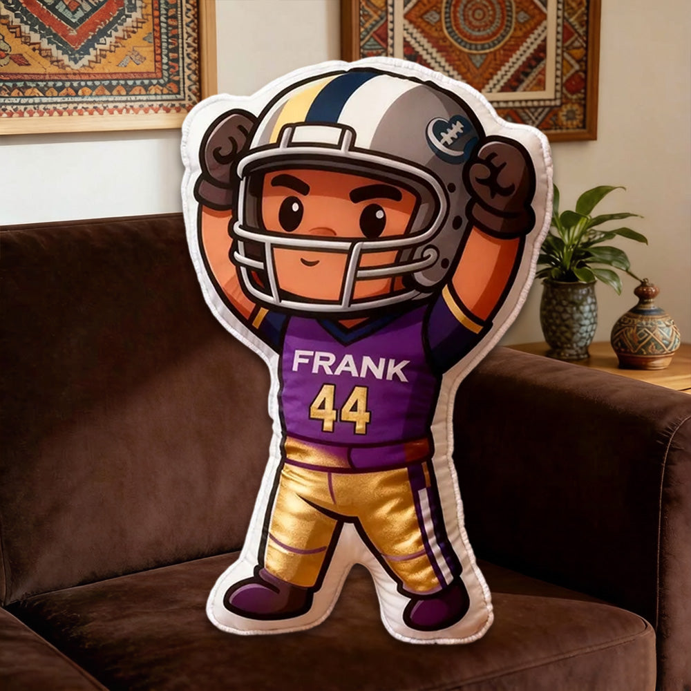 Personalized Football Hero Pillow with Name & Number – Perfect Gift for Football Fans