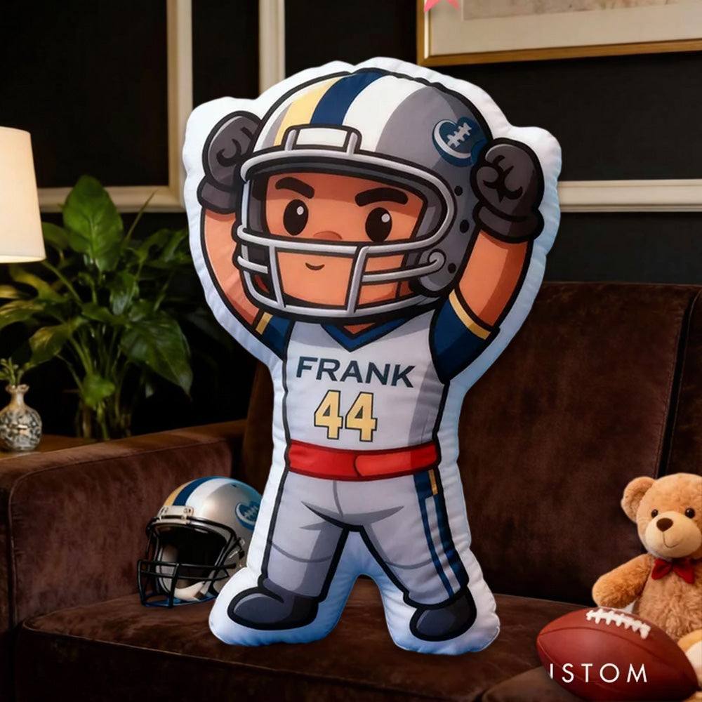 Personalized Football Hero Pillow with Name & Number – Perfect Gift for Football Fans