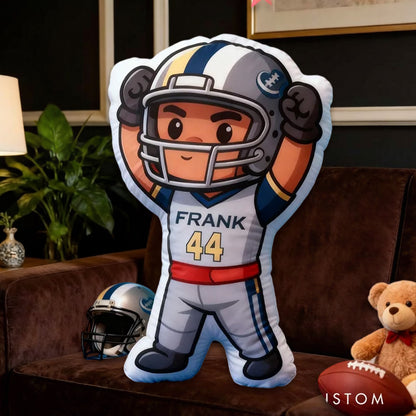 Personalized Football Hero Pillow with Name & Number – Perfect Gift for Football Fans