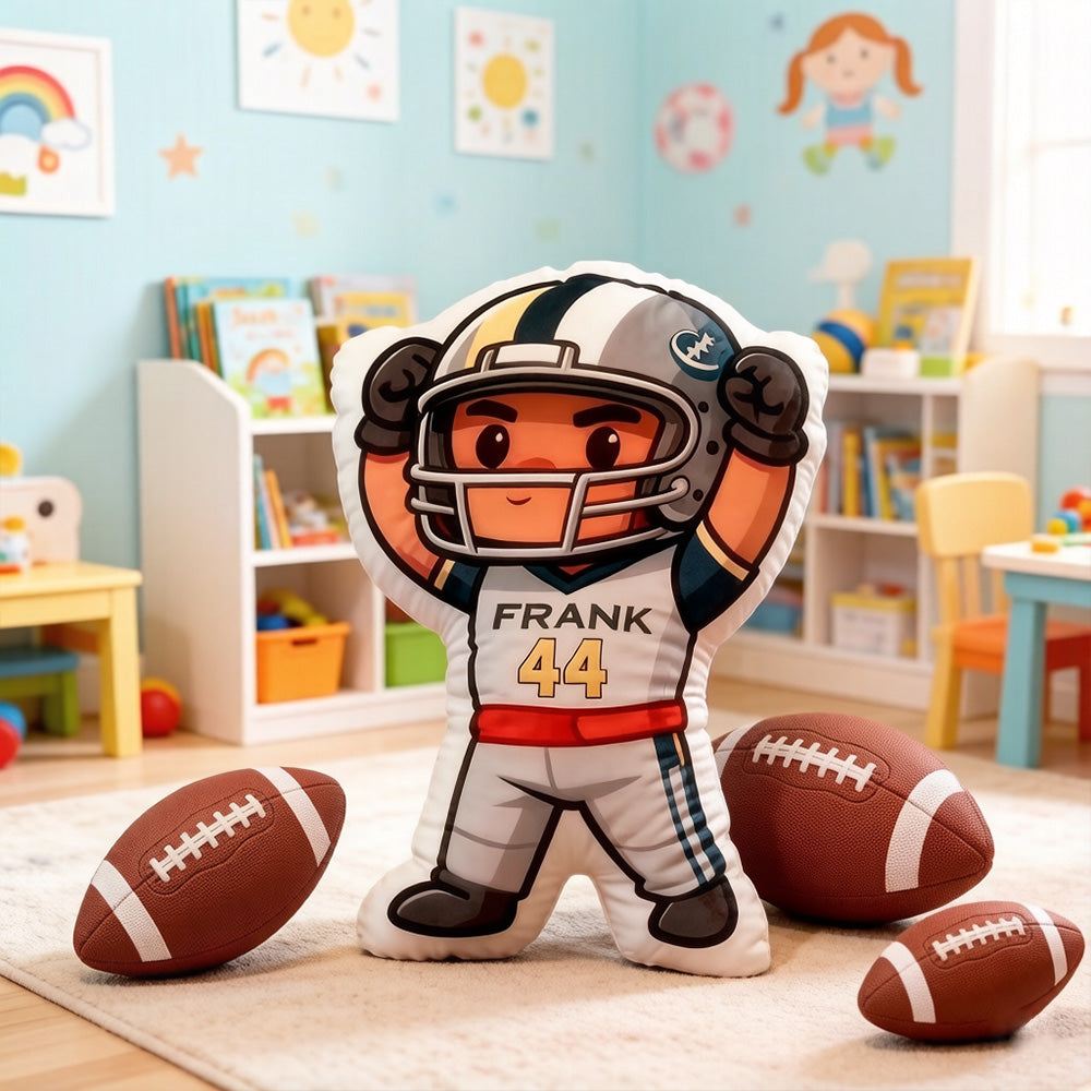 Personalized Football Hero Pillow with Name & Number – Perfect Gift for Football Fans