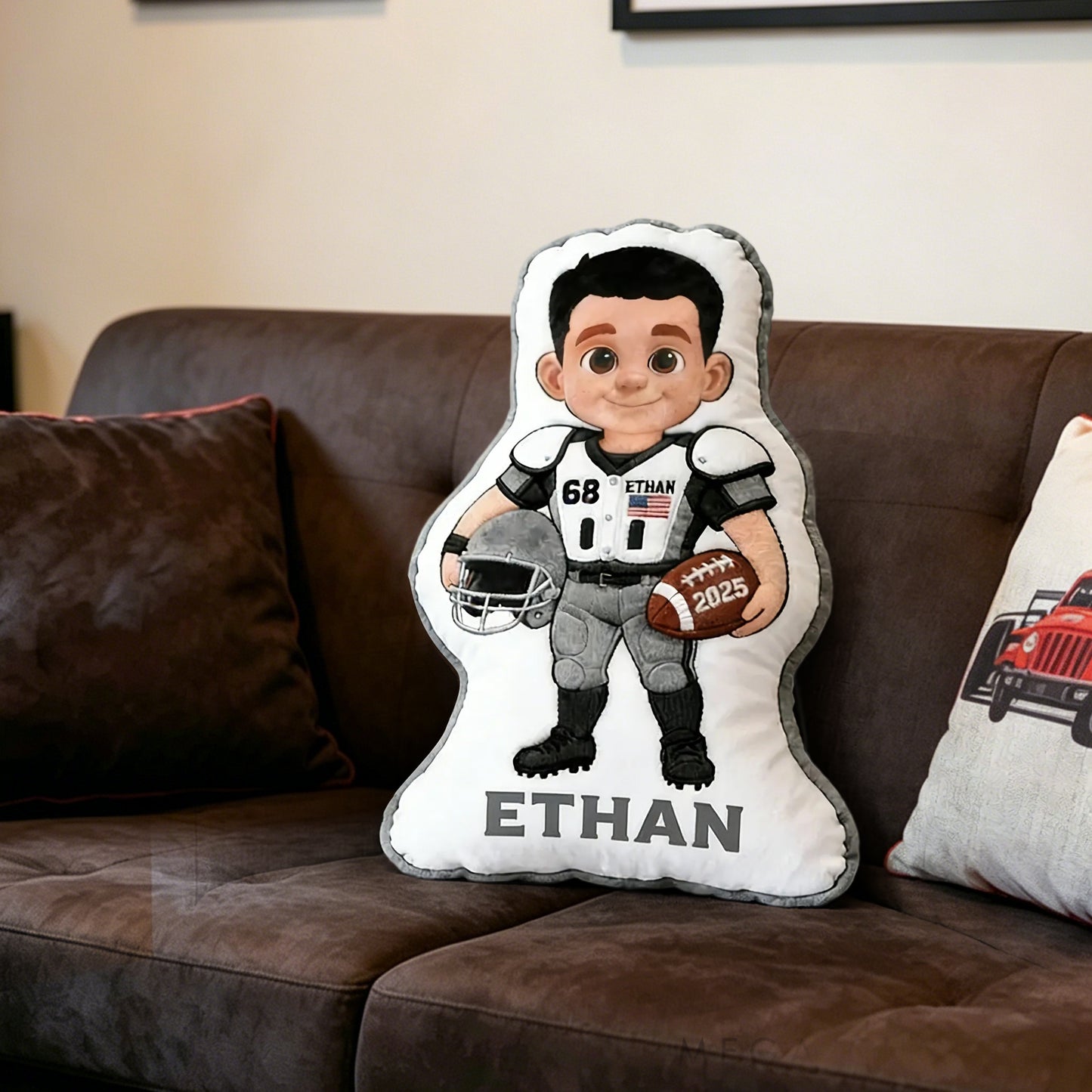 Personalized Football Pillow – Custom Name, Number, and Year for Fans & Players