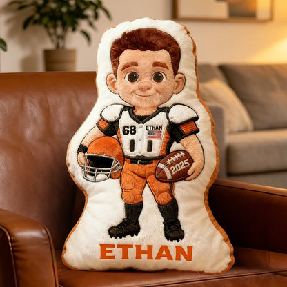Personalized Football Pillow – Custom Name, Number, and Year for Fans & Players