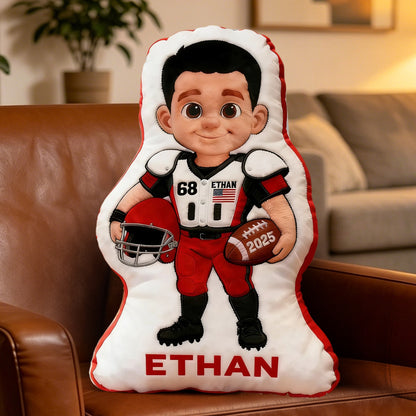 Personalized Football Pillow – Custom Name, Number, and Year for Fans & Players