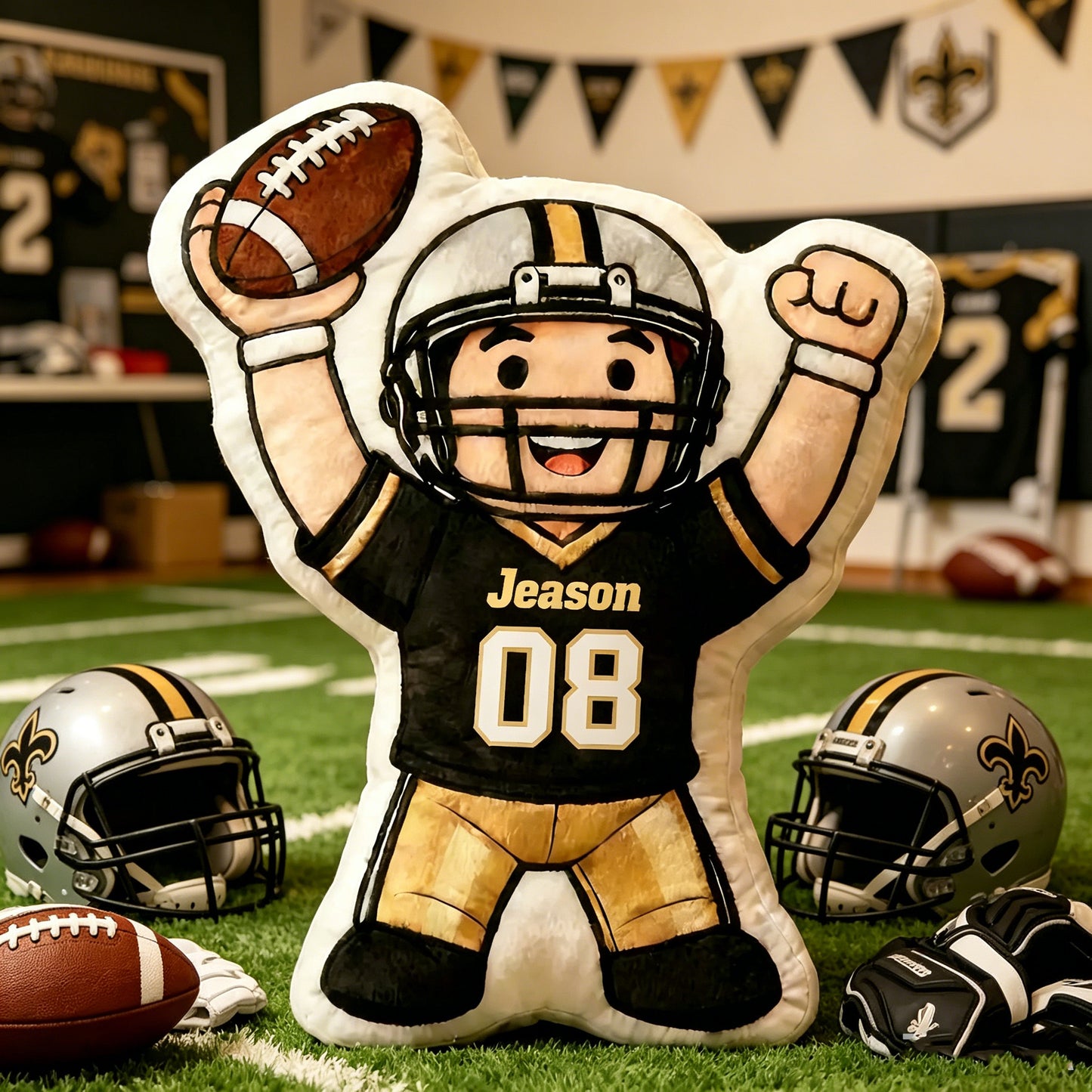 Custom Football Player Pillow – Add Your Name & Number, the Perfect Gift for Fans