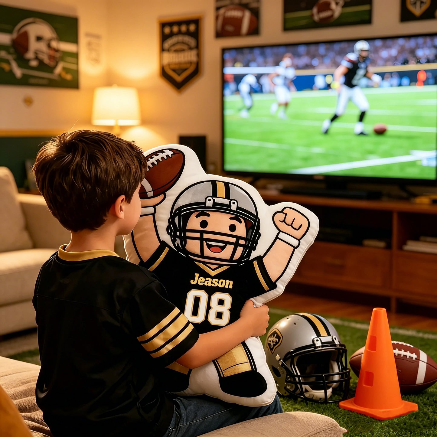 Custom Football Player Pillow – Add Your Name & Number, the Perfect Gift for Fans
