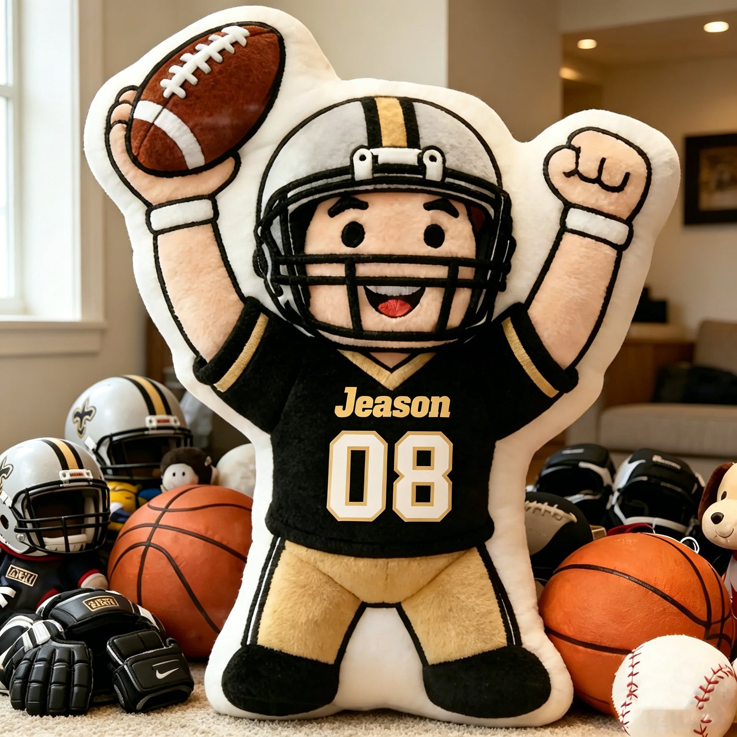 Custom Football Player Pillow – Add Your Name & Number, the Perfect Gift for Fans