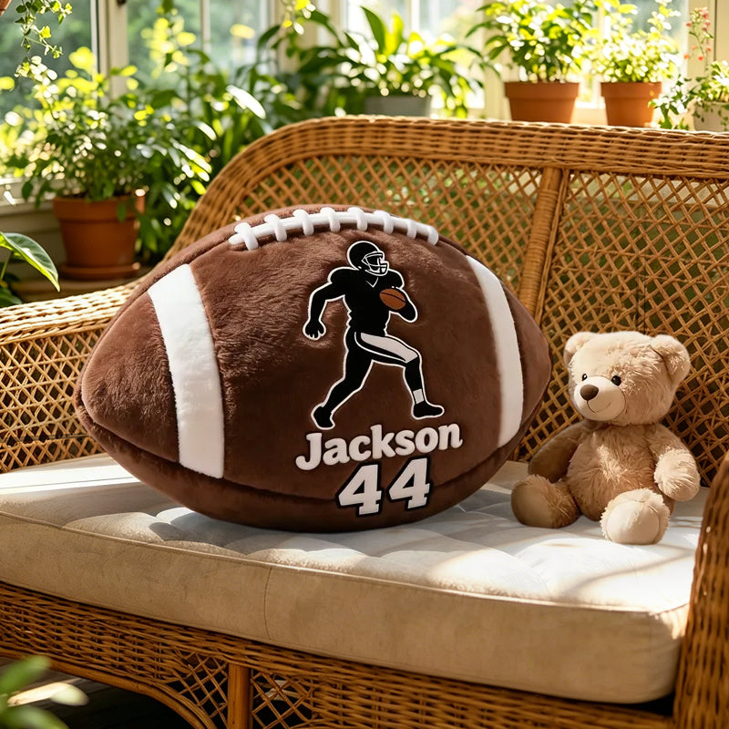 Custom Football Pillow with Player Graphic and Name – Great Gift for Young Fans and Football Enthusiasts