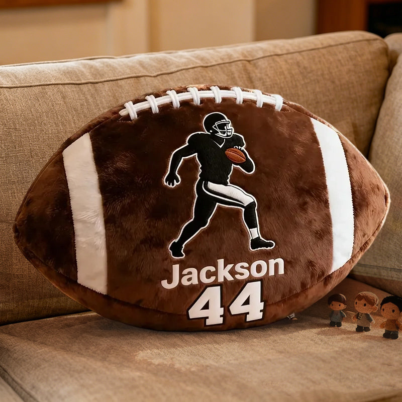 Custom Football Pillow with Player Graphic and Name – Great Gift for Young Fans and Football Enthusiasts