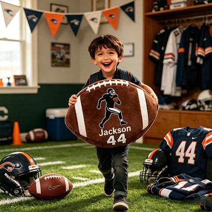 Custom Football Pillow with Player Graphic and Name – Great Gift for Young Fans and Football Enthusiasts