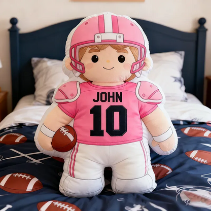 Custom Football Player Plush Pillow with Unique Name and Number Personalization