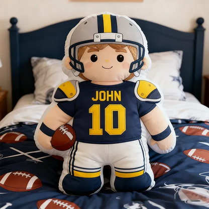 Custom Football Player Plush Pillow with Unique Name and Number Personalization
