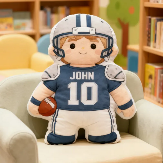 Custom Football Player Plush Pillow with Unique Name and Number Personalization