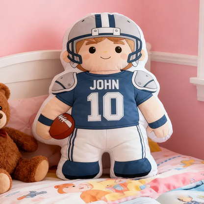 Custom Football Player Plush Pillow with Unique Name and Number Personalization