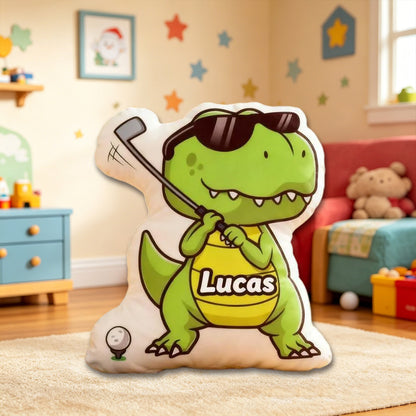 Personalized Dinosaur Golf Pillow with Custom Name – Funny Golf Gift, Golf Lover Decor, Unique Cushion for Kids and Golf Fans