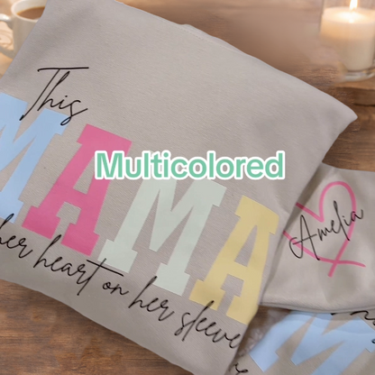 Personalized Wear Your Heart on Your Sleeve Sweatshirt Hoodie – Custom Gift for Mom or Grandma, Perfect Mother’s Day Gift