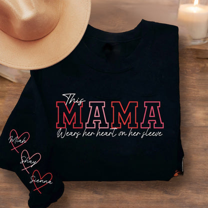Personalized Wear Your Heart on Your Sleeve Sweatshirt Hoodie – Custom Gift for Mom or Grandma, Perfect Mother’s Day Gift