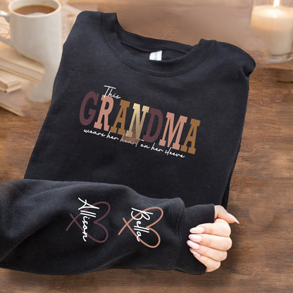 Personalized Wear Your Heart on Your Sleeve Sweatshirt Hoodie – Custom Gift for Mom or Grandma, Perfect Mother’s Day Gift