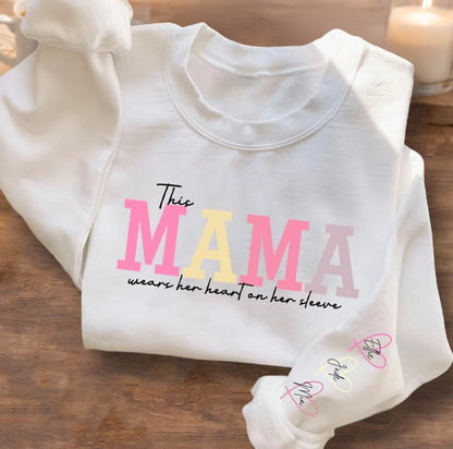 Personalized Wear Your Heart on Your Sleeve Sweatshirt Hoodie – Custom Gift for Mom or Grandma, Perfect Mother’s Day Gift