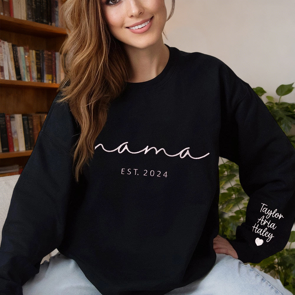 Personalized Grandma Embroidered Sweatshirt Hoodie – Keepsake Gift for Mom or Grandma, Perfect Mother’s Day Gift