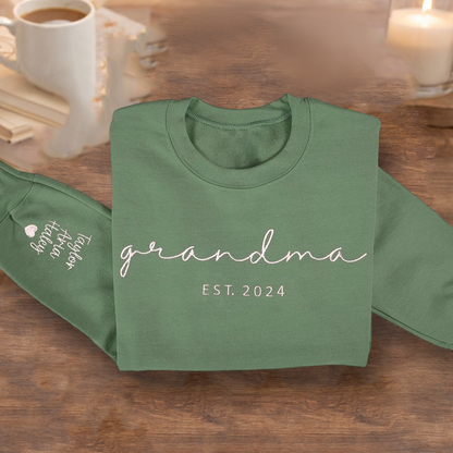 Personalized Grandma Embroidered Sweatshirt Hoodie – Keepsake Gift for Mom or Grandma, Perfect Mother’s Day Gift