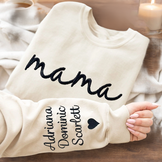 Personalized Mama Embroidered Sweatshirt – Custom Kids’ Names, Perfect Mother’s Day Gift