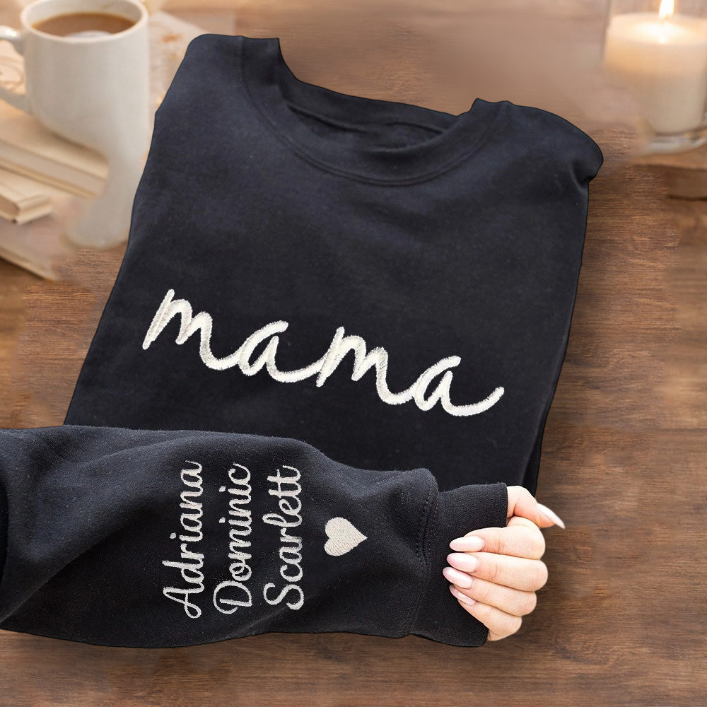 Personalized Mama Embroidered Sweatshirt – Custom Kids’ Names, Perfect Mother’s Day Gift