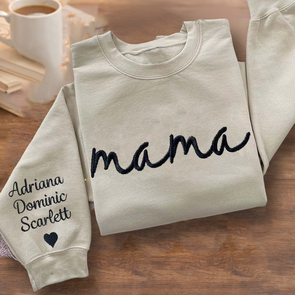 Personalized Mama Embroidered Sweatshirt – Custom Kids’ Names, Perfect Mother’s Day Gift