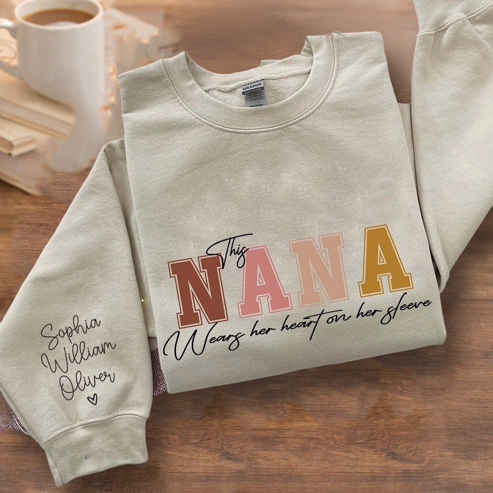 Personalized “This Mama Wears Her Heart on Her Sleeve” Sweatshirt Hoodie – Perfect Mother’s Day Gift