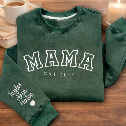 Personalized Mama Embroidered Sweatshirt Hoodie – Add a Special Date, Perfect Mother’s Day Gift