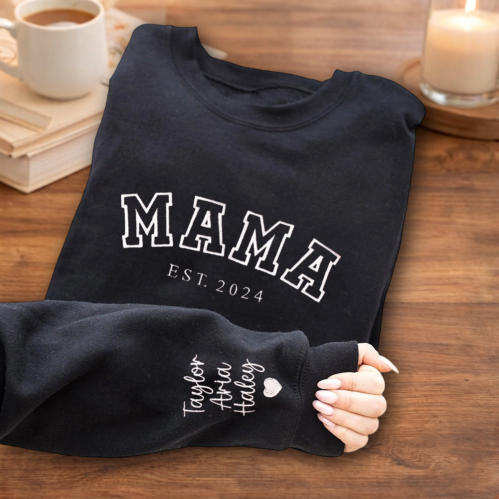 Personalized Mama Embroidered Sweatshirt Hoodie – Add a Special Date, Perfect Mother’s Day Gift