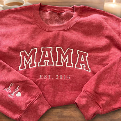 Personalized Mama Embroidered Sweatshirt Hoodie – Add a Special Date, Perfect Mother’s Day Gift
