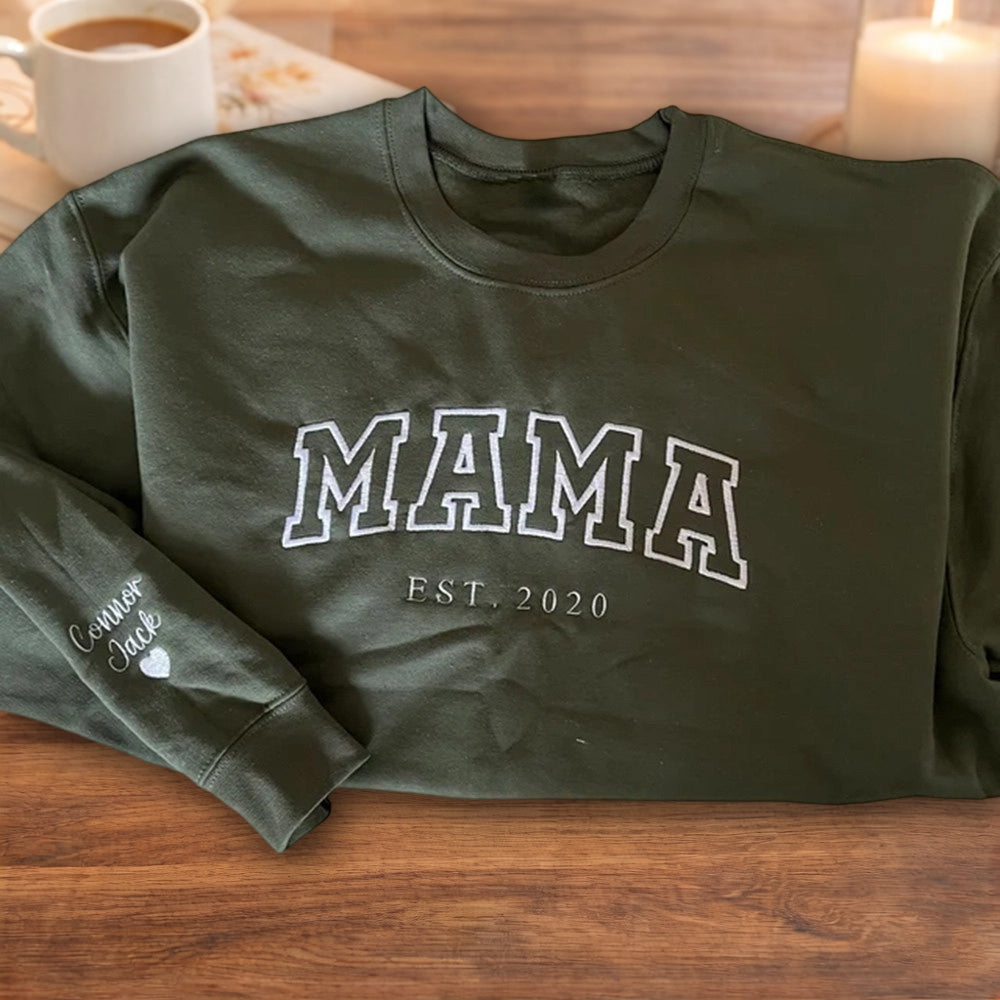 Personalized Mama Embroidered Sweatshirt Hoodie – Add a Special Date, Perfect Mother’s Day Gift