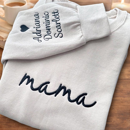 Personalized Mother’s Day Sweatshirt Hoodie – Embroidered “Mama” Design, Gift for Mom