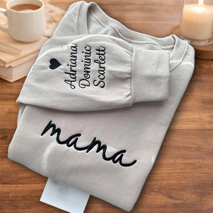 Personalized Mother’s Day Sweatshirt Hoodie – Embroidered “Mama” Design, Gift for Mom