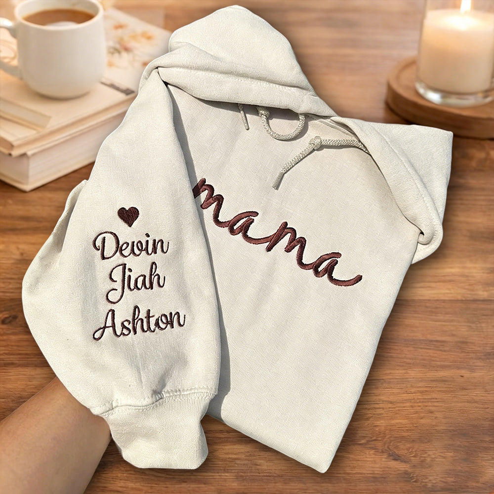 Personalized Mother’s Day Sweatshirt Hoodie – Embroidered “Mama” Design, Gift for Mom