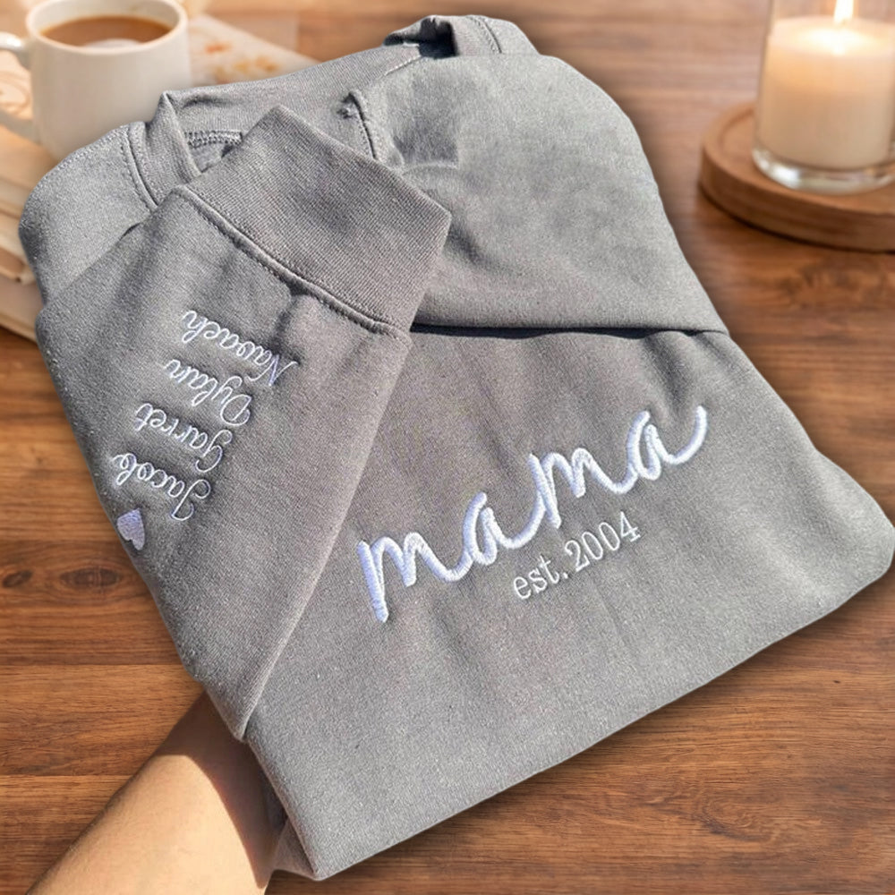 Personalized Mother’s Day Sweatshirt Hoodie – Embroidered “Mama” Design, Gift for Mom