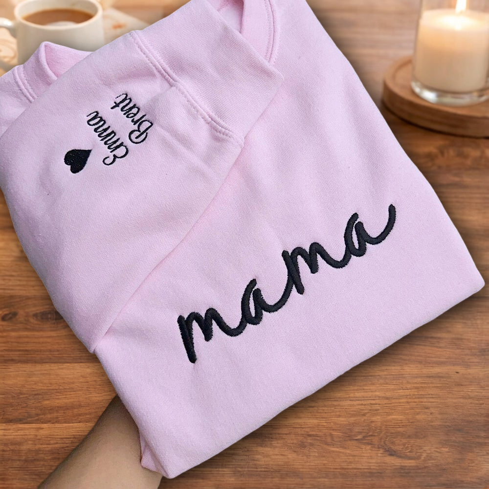 Personalized Mother’s Day Sweatshirt Hoodie – Embroidered “Mama” Design, Gift for Mom