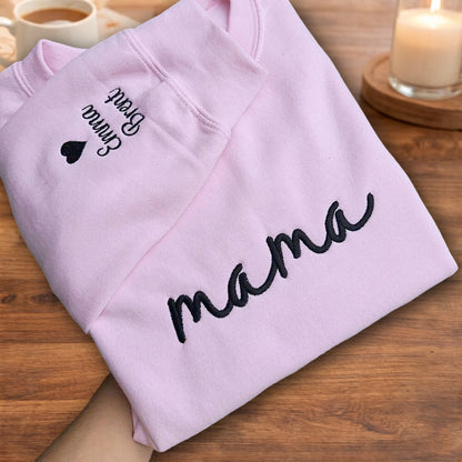 Personalized Mother’s Day Sweatshirt Hoodie – Embroidered “Mama” Design, Gift for Mom