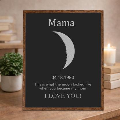 Custom Mom Moon Phase Frame With Kid Names Personalized Wooden Sign With Date Birthday Gifts for Mom Grandma Unique Mother's Day Gift Ideas