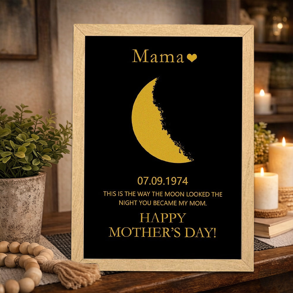 Personalized Art Print Mom Wooden Moon Phase Frame Sign Family Keepsake Gift For Mom Grandma Mother's Day Gift New Mom Gift