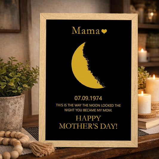 Personalized Art Print Mom Wooden Moon Phase Frame Sign Family Keepsake Gift For Mom Grandma Mother's Day Gift New Mom Gift