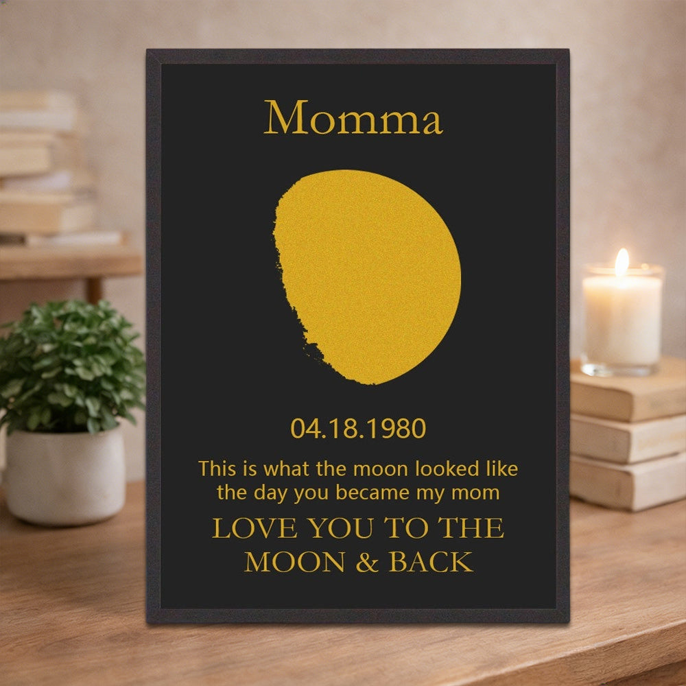 Personalized Art Print Mom Wooden Moon Phase Frame Sign Family Keepsake Gift For Mom Grandma Mother's Day Gift New Mom Gift