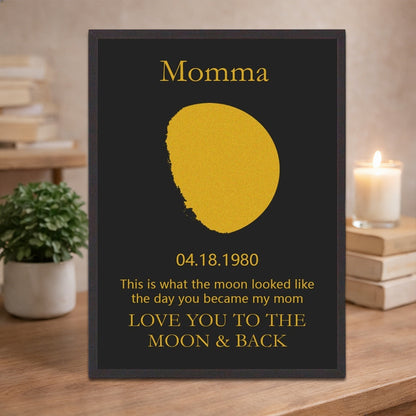 Personalized Art Print Mom Wooden Moon Phase Frame Sign Family Keepsake Gift For Mom Grandma Mother's Day Gift New Mom Gift