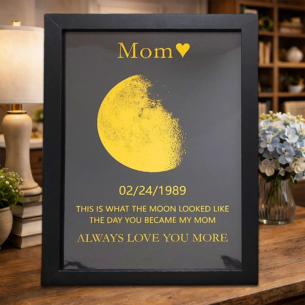 Personalized Art Print Mom Wooden Moon Phase Frame Sign Family Keepsake Gift For Mom Grandma Mother's Day Gift New Mom Gift