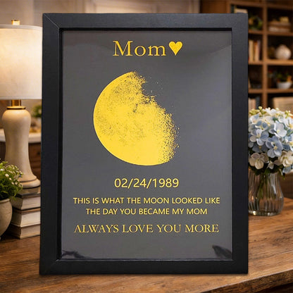 Personalized Art Print Mom Wooden Moon Phase Frame Sign Family Keepsake Gift For Mom Grandma Mother's Day Gift New Mom Gift